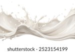 Milk wave seamless border, 3D Rendering, isolated on white background, Clipping path