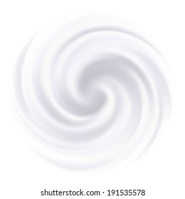 Milk, Yogurt, Cream Or Cosmetics Product Curl Background. White Swirl. Raster Version.