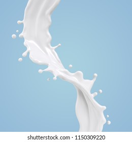 Milk or Yogurt splash, white liquid or paint isolated on white background with clipping path, 3d illustration.