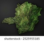 Minas Gerais Brasil Black Satellite Image Relief Map