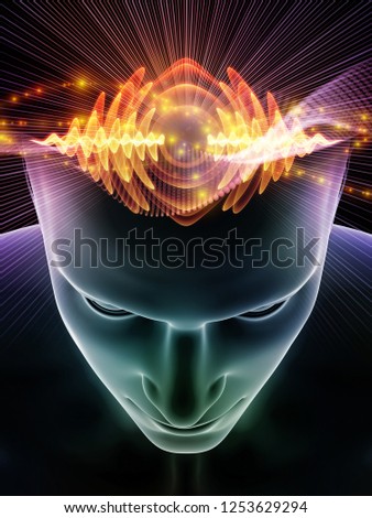 Mind Waves series. Composition of 3D illustration of human head and technology symbols suitable as a backdrop for the projects on consciousness, brain, intellect and artificial intelligence