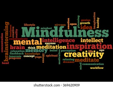 Mindfulness Word Cloud Concept On Black Stock Illustration 369620909 ...