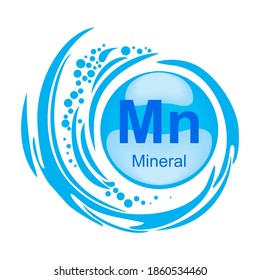 Minerals Mn Manganese. Mineral Blue Pill Icon. Meds for heath ads. Vitamin Capsule Pill Icon. Substance For Beauty, Cosmetic, Heath Promo Ads Design. 3D Mineral Complex With Chemical Formula.