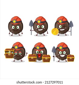 miners love chocolate candy cute mascot character wearing helmet. Vector illustration