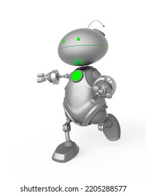 Mini Bot Is Running Late, 3d Illustration