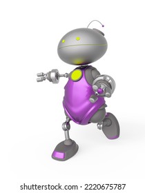 Mini Bot Is Running Late, 3d Illustration