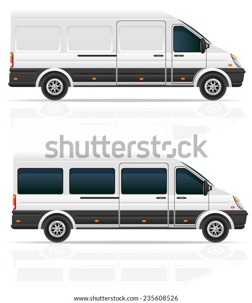 mini bus for the carriage of cargo\
and passengers illustration isolated on white\
background