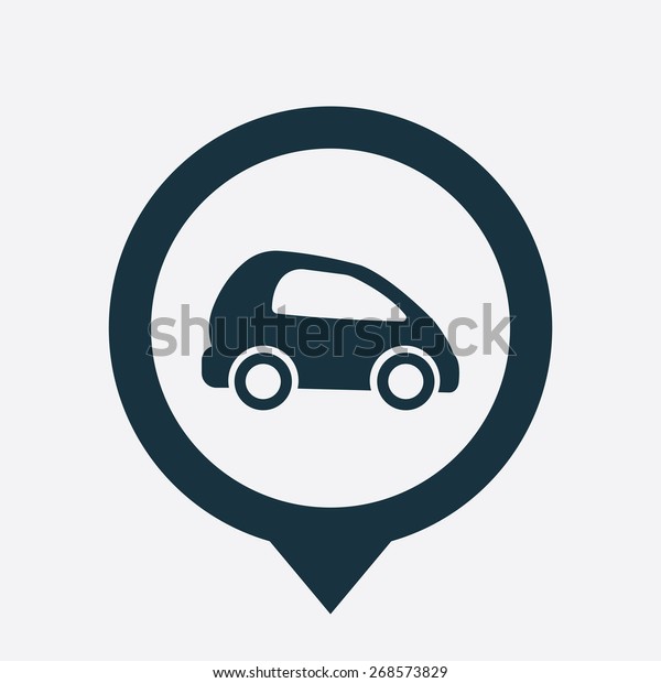 mini car icon map\
pin on white background\
