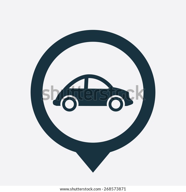 mini car icon map\
pin on white background\
