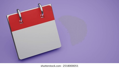 Mini Desk Calendar Red And White Blank Paper Purple Background 3D Rendering Mock-up - Powered by Shutterstock