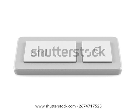 Mini keyboard ctrl C on a white background. 3d illustration.