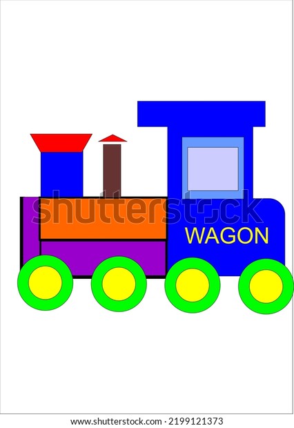 Miniature illustration of a\
steam train carriage with four wheels as the main carriage carrying\
the engine