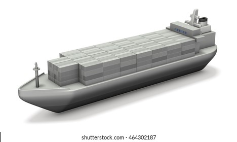 Miniature Model Of Container Ship. 3D Illustration