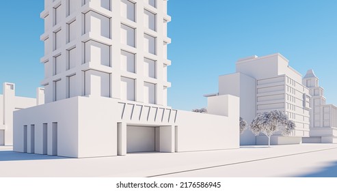 Miniature Paper City Model, Regular Street View. 3D Rendering