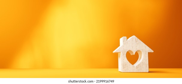 Miniature Wooden Block House With A Heart - 3D Render