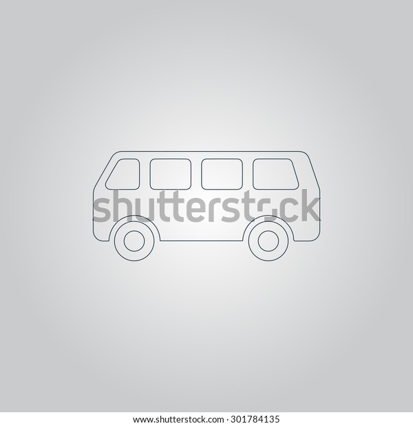 Minibus. Flat web icon or sign isolated on grey\
background. Collection modern trend concept design style \
illustration\
symbol