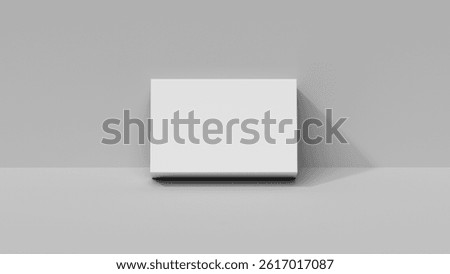 Minimal 3D rendering of a white rectangular box on a gray background. Ideal for product mockups, advertising, or branding presentations.