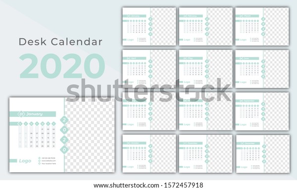 Minimal A5 Desk Calendar 2020modern Clean Stock Illustration