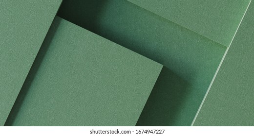 Minimal abstract background for branding and product presentation. Green fabric geometric background. 3d rendering illustration.
