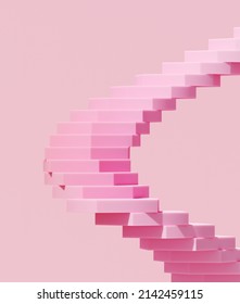 Minimal abstract background for product presentation  Gradient spiral stair podium pink background  3d render illustration  Clipping path each element included 