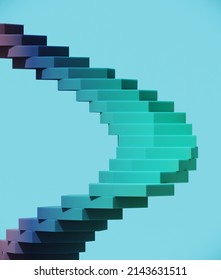 Minimal abstract background for product presentation  Gradient spiral stair podium blue background  3d render illustration  Clipping path each element included 