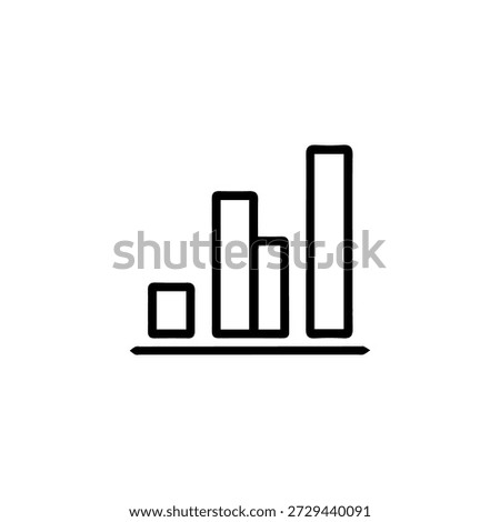 Minimal analytics bar chart icon vector illustration representing statistics.