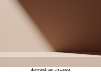 Minimal background beige neutral color wall empty podium for product showcase advertising  3d render minimalist backdrop for product showcase  Light shadow wall  Minimal abstract background  