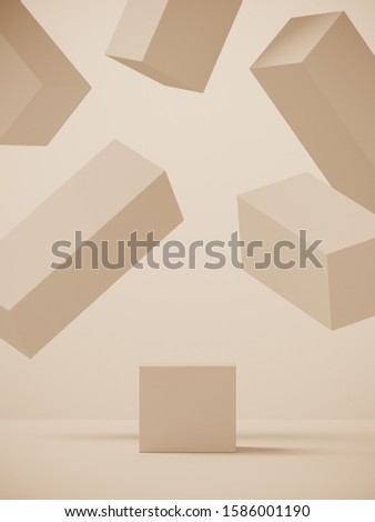 Minimal background for branding and packaging presentation. Beige color geometric podium. 3d rendering illustration.