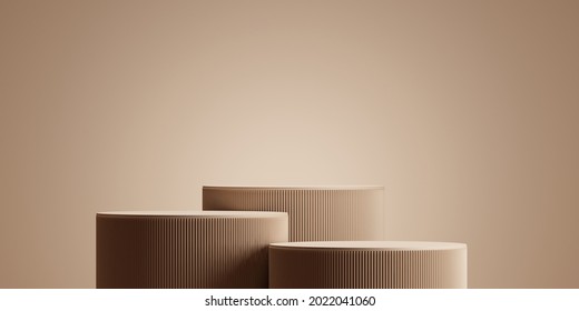 Minimal Background.podium And Brown Background For Product Presentation. 3d Rendering Illustration.