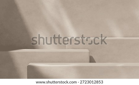 Minimal beige 3D background with soft stepped podiums and clean lighting. Suitable for cosmetic advertising, skincare branding, product mockups, and modern commercial design.