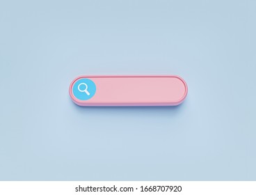 Minimal Blank Search Bar On Pastel Blue Background. Web Search Concept. 3d Rendering