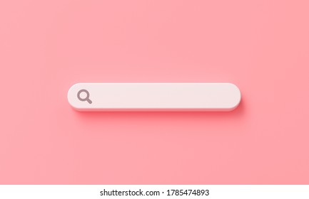 minimal blank search bar on pink background. web search concept. 3d rendering