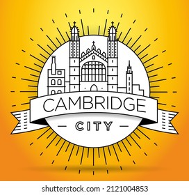 Minimal Cambridge City Linear Skyline with Typographic Design