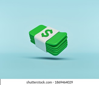 minimal cartoon style money dollar cash icon isolated. 3d rendering
