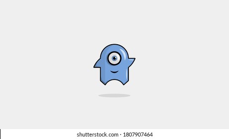 Minimal Cartoon Wallpaper For Desktop Mobiles Or Any Other Devices. Cute Cartoon Ghost Character. 