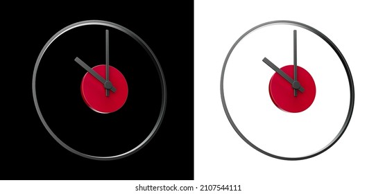 Minimal Clock 10 O Clock Black And White 3d Illustration