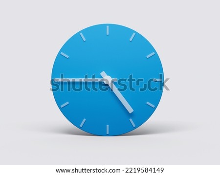 Minimal Clock time 4:45 o'clock or Four forty five on light pastel background 3d illustration 