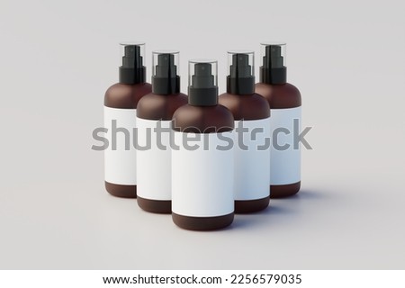 Minimal concept. Multiple Spray Bottle Mockup. 3D Illustration