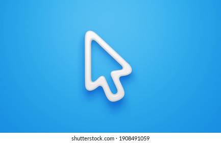 Minimal cursor symbol on blue background. 3d rendering.