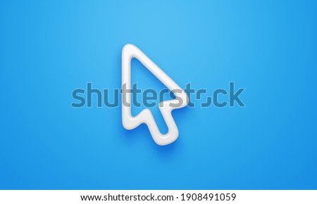 Minimal cursor symbol on blue background. 3d rendering.