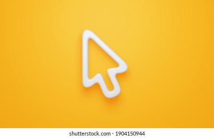 Minimal cursor symbol on yellow background. 3d rendering.