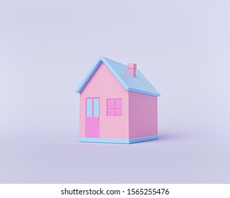 minimal cute house isolated on pastel background. cartoon style. 3d rendering