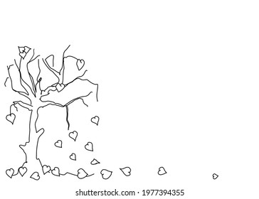 Minimal Drawing Style Dead Flower .Isolated On White Background.There’s A Copy Space For Your Text. Concept Sad ,dead,desperate,depressed,broken Heart.