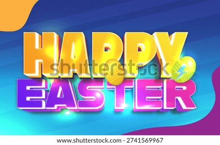 Minimal Editable 3d text effect easter sale with easter egg for banner and template design 