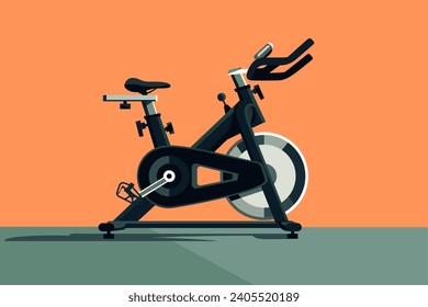 Minimal editorial illustration of a stationary exercise bike against a solid background. - Powered by Shutterstock