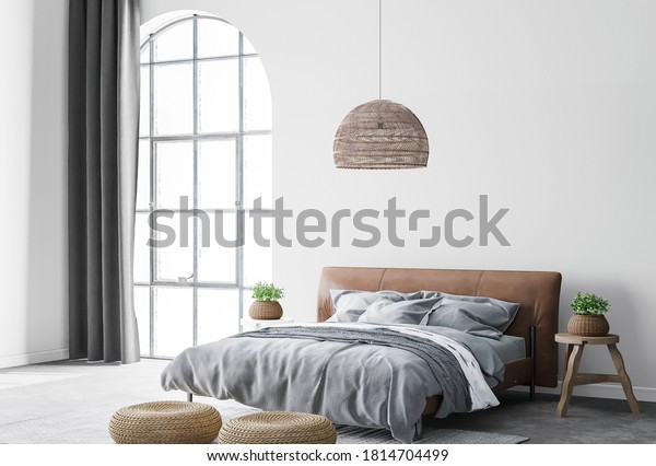 Minimal Farmhouse Bedroom Design Interior Wall Stock Illustration 1814704499