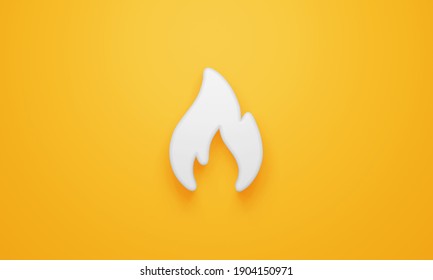 Minimal fire symbol on yellow background. 3d rendering.