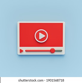 Minimal Flat Style Video Player Icon Isolated. 3d Rendering