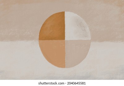 Minimal And Gold Abstract Wall Art. Soft Earth Tones Color, Organic Shape Hand Draw Arts Brush Design For Wall Framed Prints, Canvas Prints, Poster, Home Decor, Cover, Wallpaper