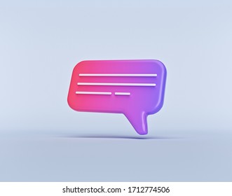 Minimal Gradient Chat Bubble. Concept Of Social Media Messages, SMS, Comments. 3d Rendering